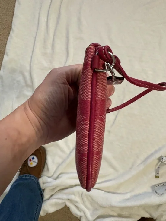 Coach Heritage Pink White Stripe Signature Wristlet with Hang Tag EUC - Picture 7 of 8